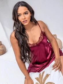 Women Nightgowns & Sleepshirts - Burgundy - View 4
