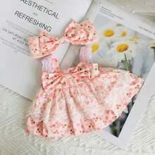 El conejito de peluche, el conejo con vestido de princesa, el vestido y el lazo son extraíbles - Rojo - Ver 4