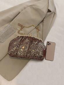 銀片包型號2023新款:時尚金屬鏈條,閃爍亮粉,適用於女人派對及拍照,設計閃亮奪目。可作肩背包或送禮給好友。與晚宴服裝、假日派對服裝、雞尾酒裝、聖誕服裝完美搭配。 - 金色 - 查看 6