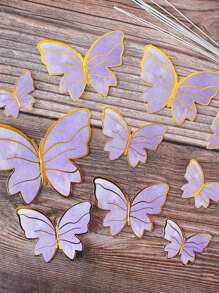 Tarjeta De Inserción Para Decoración De Pastel, Mariposa Rosa, 10 Uds. - Morado - Ver 6