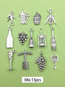 10/13/20/50/100 stuks willekeurige gemengde antieke zilveren emaille legering rode wijn wijnglas kurkentrekker charme DIY hanger voor armband ketting oorbellen sieraden maken accessoires sieraden benodigdheden