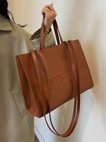 字母印花大容量女士手提包 - 棕色 - 查看 3