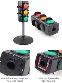 Byson 1pc Children's Road Traffic Signal Light Toy, Large Traffic Lights Model For Early Education - Black - View 6