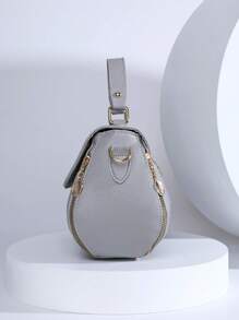 PINCNEL Fashionable Rotating Lock Closure Handbagshoulder BagVintage, CasualWith Adjustable StrapFor Girl, For Woman, For Women, Rookies & White-Collar Workers Bag, Perfect For Office, Work, Business, Commute, Mother Day Gifts, Mom Gifts, Mommy's Essentials, Mommy Bag For Going Out, Fashionable Business Casual Bag For Women, Perfect For Office, Business And Work - Light Grey - View 4