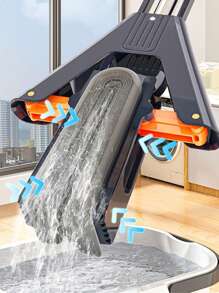 1 Pieza De Trapeador Grande Y Automático Plegable Con Cabeza De Esponja Para Limpieza Del Hogar - Gris - Ver 2