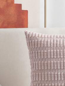 1pc Envelope Closure Pillow Cover & 1pc Solid Color Decorative Cushion Cover - Pink - View 6