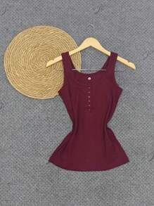 Women Tank Tops & Camis - 酒紅色 - 查看 2