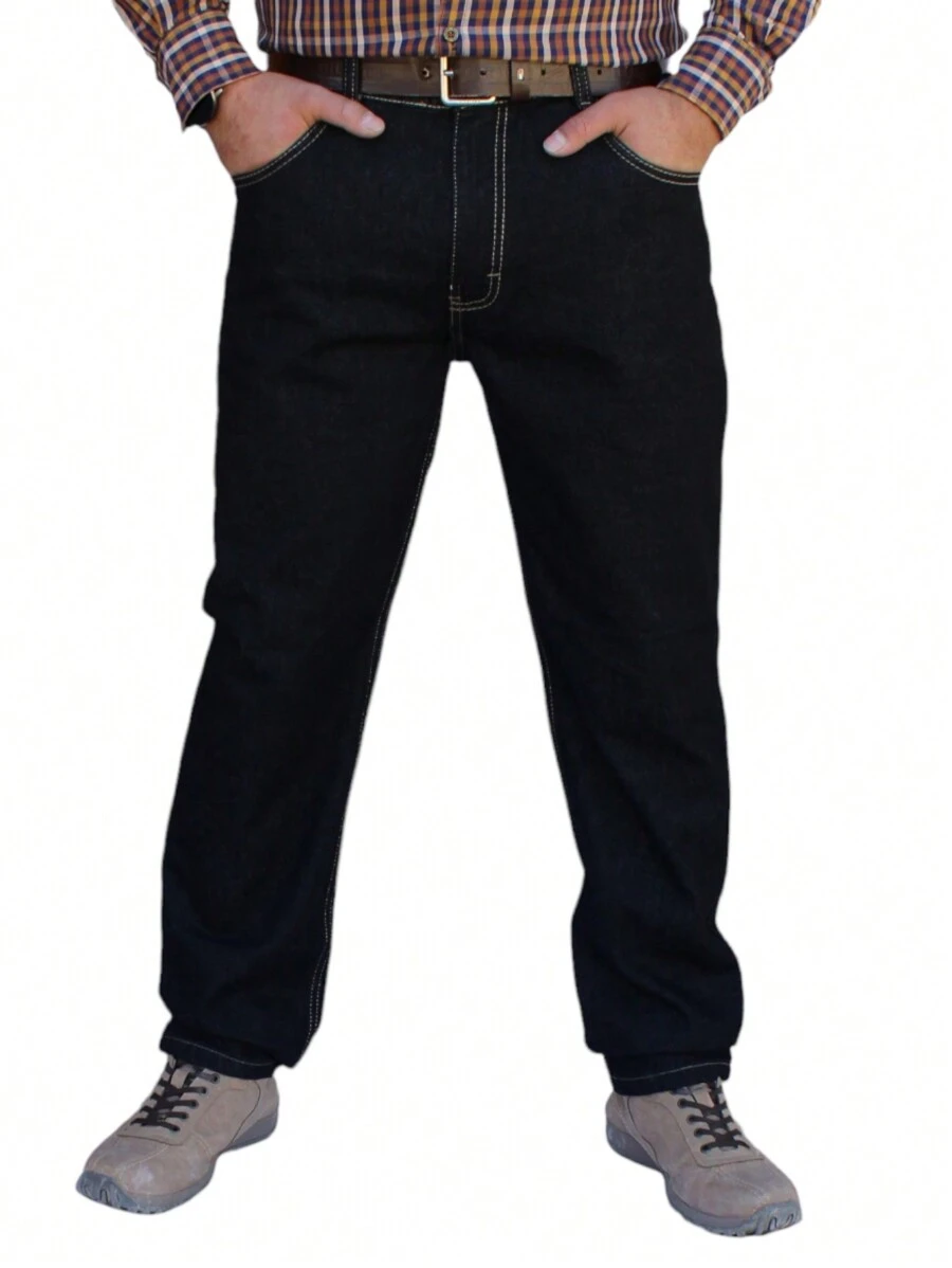 John Silver Men's Straight Denim Pants - 深灰色 - 查看 1