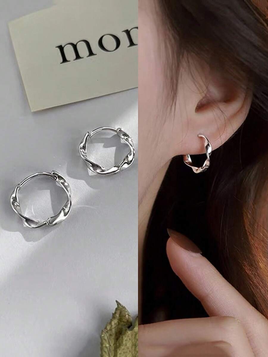 Moebius 环形耳环，扭曲耳环，时尚耳环，潮流女士耳环