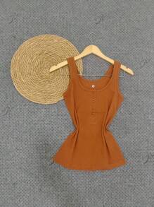 Women Tank Tops & Camis - Rust Brown - View 2