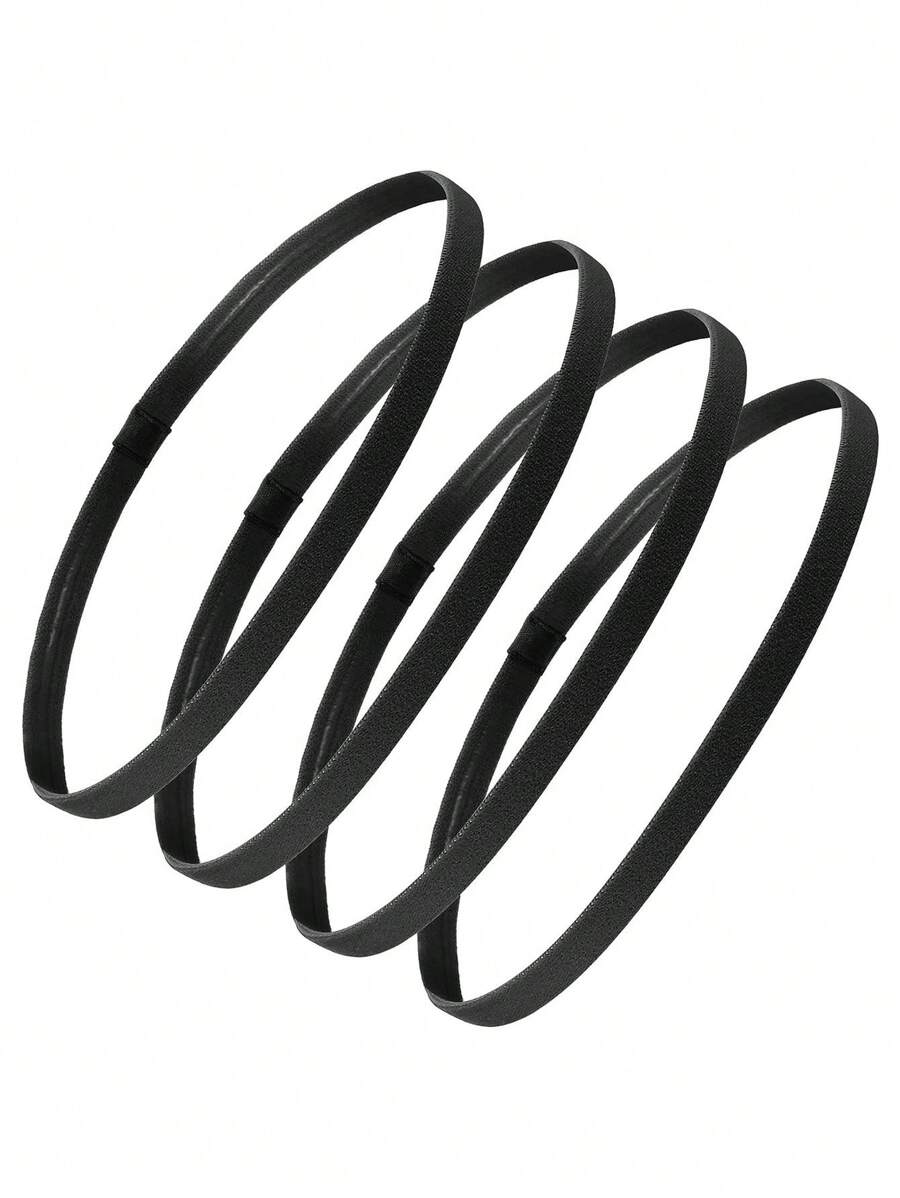 4pcs Black Sports Headbands - View 1