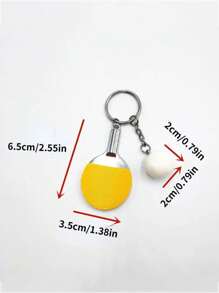 1pc Table Tennis Racket & Ball Shaped Keychain, Miniature And Realistic, Great Gift For Boyfriend - Red - View 4