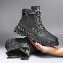 2023新款男士西部靴,高筒超纖男士靴,防滑底,戶外工作靴,秋冬潮流休閒鞋