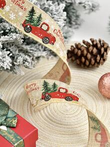 2碼卡其聖誕樹裝飾緞帶,季節性裝飾,聖誕節金屬線手工緞帶,麻質布料的diy製作、製作絲帶蝴蝶結和樹包裝 - 卡其色 - 查看 5