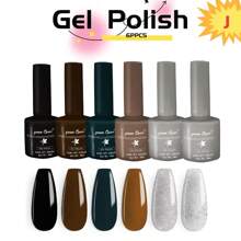 Set 6 Esmaltes Uñas Gel Polish Geles Colores Semipermanente - Multicolor - Ver 1