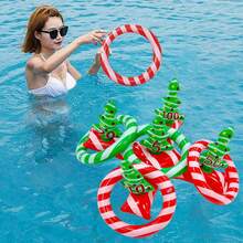 2 Sets Inflatable Christmas Hoop Game Toys, Christmas Tree Shaped Inflatable Hoop Game Set For Outdoor Party Decoration, Christmas Theme (With Air Pump) - Multicolor - View 8