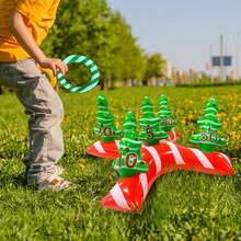 2 Sets Inflatable Christmas Hoop Game Toys, Christmas Tree Shaped Inflatable Hoop Game Set For Outdoor Party Decoration, Christmas Theme (With Air Pump) - Multicolor - View 5
