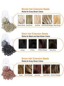 100入組黑色、啡色、米色髮延長工具套件,微型環狀環節鏈球,內襯5mm矽膠球,適用於人工毛髮延長工具-多色,髮延長連結環鏈球 - 巧克力棕 - 查看 5