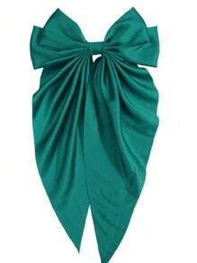 1pc Simple And Elegant Solid Color Ribbon Spring Hair Clip Hair Accessory - Green - View 2
