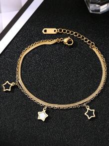1條18k金鍍層星星鍊,扁平蛇骨鍊,環形鍊 - 項鍊 - 查看 7