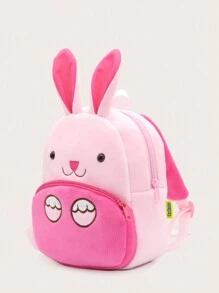 1pc Girls' Lovely Pink Rabbit Shaped Plush Backpack With Zipper Closure, Suitable For Daily Use - Hot Pink - View 8
