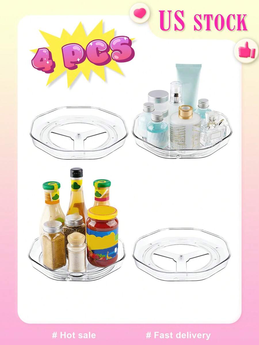 4入組旋轉託盤 - 透明 - 查看 1