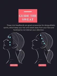 4pcs Black Sports Headbands - View 4