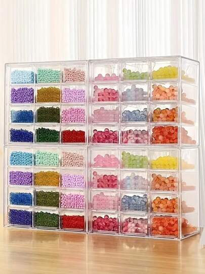 Multi-Layer DIY Beads Jewelry Storage Display Box, Plastic Clear Box Practical Convenient Supplies, Gift For Valentine's Day Back To School