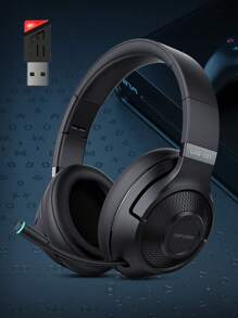 Picun CINPUSEN UG-01 Wireless Gaming Headset 2.4GHz With USB Dongle, Retractable Mic, 25H Battery, Over Ear Headphones For PC/Switch/Laptop/Console - Black - View 2