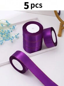 5 rollos de cinta de satén, materiales para hacer flores de rosa DIY, cinta decorativa para pasteles, envoltorios de regalo, bodas, fiestas, Día de San Valentín, graduación, Día de la Madre, cumpleaños, suministros para bodas, regalos para damas de honor, recuerdos de fiesta, regreso a clases, Día del Trabajo, Día de la Independencia, rosas hechas a mano, Día de San Valentín, Año Nuevo - Lila Púrpura - Ver 1