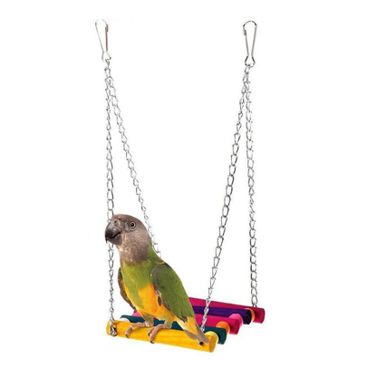 1/3/5pcs Wooden Parrot Swing Toys, Colored Hanging Bridge Bird Platform Toy, Bird Cage Accessory