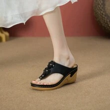 2023 New Arrival Women's Popular Thick-soled Slip-on Sandals, Summer Outdoor Slipper, Casual Slope Heel Flip Flops