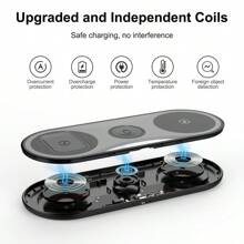 1個迷你黑色15w快速充電多功能無線充電器,適用於三重無線充電,兼容手機,手錶和桌面 - 黑色 - 查看 4