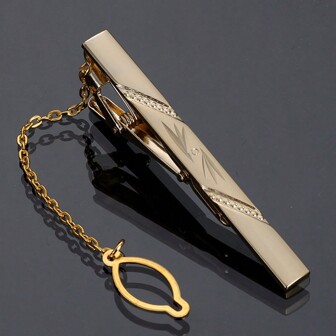 1pc Gold Engraved Pattern Tie Clip, Formal Groom Wedding Clip, Personalized Men Necktie Clip Suitable For Daily Wear, Weddings, Business, Birthday Gifts