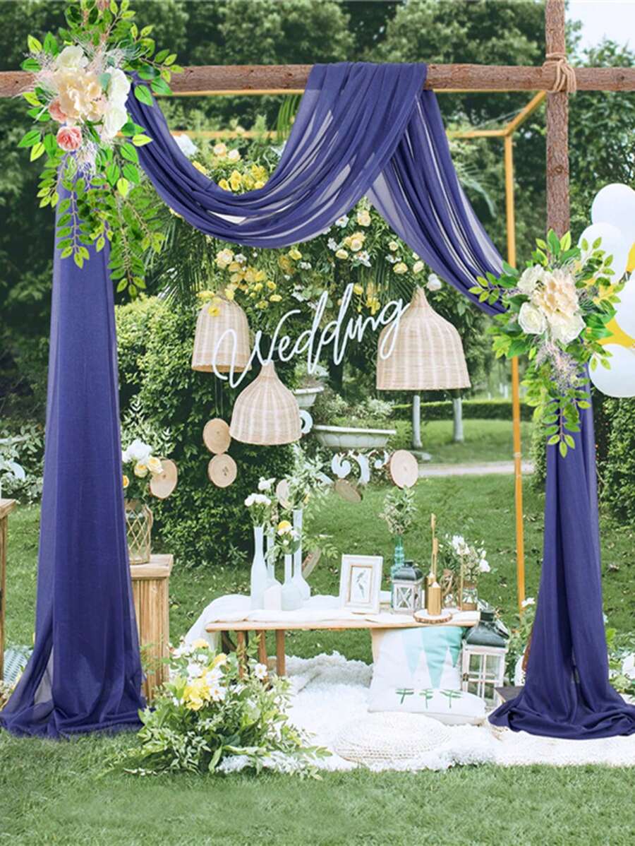 1入組75*600cm婚禮拱門薄紗紗卷,婚禮,生日派對背景裝飾,萬聖節,聖誕節裝飾 - 藏蓝色 - 查看 1