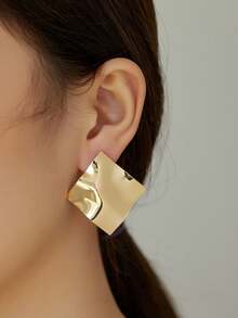 Juego De 6 Piezas De Aretes Triangulares Y Circulares Geométricos En Tono Dorado - Amarillo Oro - Ver 2