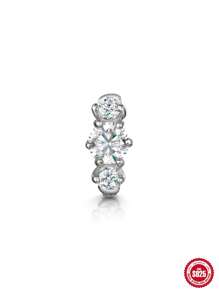 SereneSpark 1pc Elegant Cubic Zirconia Decorated Pure Silver Earrings, Suitable For Women's Daily Wear - Silver - View 5