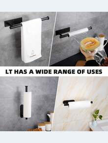 1入組浴室長紙巾盒收納架 - 黑色 - 查看 6