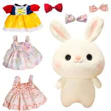 El conejito de peluche, el conejo con vestido de princesa, el vestido y el lazo son extraíbles - Rojo - Ver 3