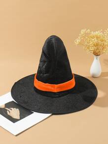 LEAJOURNO. Phụ kiện trang phục dự tiệc Halloween dành cho cả nam và nữ, Mũ nhung phong cách phù thủy và phù thủy có vành lớn & điểm cuộn tròn cho phim - màu đen - Xem 5