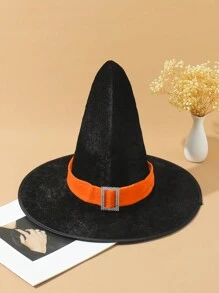 LEAJOURNO. Phụ kiện trang phục dự tiệc Halloween dành cho cả nam và nữ, Mũ nhung phong cách phù thủy và phù thủy có vành lớn & điểm cuộn tròn cho phim - màu đen - Xem 2