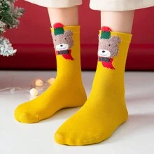 10pairs/pack Women's Random Color Red Tone Cute Christmas Socks, Comfortable & Breathable Mid-calf Socks - Multicolor - View 5