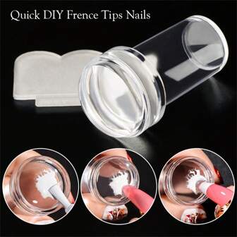 Transparent Nail Stamper Set Jelly Head Nail Stamp With Scraper Nail Art Template Print Silicone Nails Stamping Plate Tools Manicure Accessories DIY Summer Nails Nail Art Designs Nail Supplies Salon At Home Gifts For Women