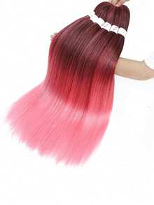 1入組合成纖維漸層啡紅色編香克拉拉髮片,26吋 - 拼色 - 查看 6