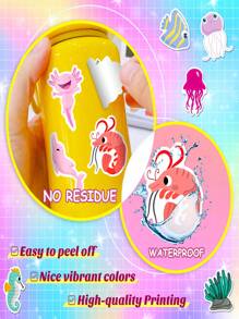 50pcs/Pack Ocean Animal Cartoon Stickers For Children,Featuring Dolphins,Sharks,And Other Marine Creatures,Suitable For Festival Gifts Decoration Of Luggage,Phone,Water Bottle,Computer,Car,And Stationery.,Stickers,Kids Stickers,Stickers Kids,Wall Stickers For Girls,Beach Sticker,Aquarium Stickers