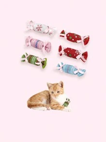 2pcs/pack Various Color Candy Shaped Cat Toy From Christmas Series - Multicolor - View 2