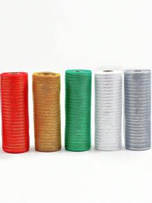 10 Yards Christmas Ribbon, Wired Edge Ribbon For Christmas Crafts Wreath Decoration, Holiday Decorative Mesh Ribbon In Red, Green, Gold, White And Silver - Multicolor - View 1