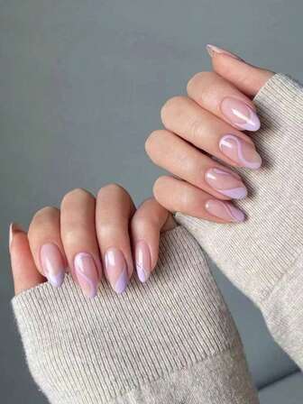 24 st långa mandelfärgade lösnaglar + 1 st gelégel + 1 st nagelbuffert