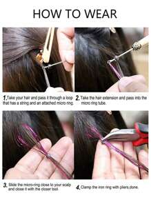 100入組黑色、啡色、米色髮延長工具套件,微型環狀環節鏈球,內襯5mm矽膠球,適用於人工毛髮延長工具-多色,髮延長連結環鏈球 - 巧克力棕 - 查看 7