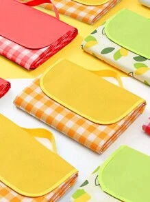 1 件折叠野餐毯沙滩包，大型家庭野餐和户外沙滩毯机，可洗加厚格子防沙草防水可折叠露营沙滩垫，非常适合露营、家人和朋友出游！ - 紅色 - 查看 9